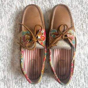 8 Sperry Authentic Original Boat Shoes Leather Loafers Floral